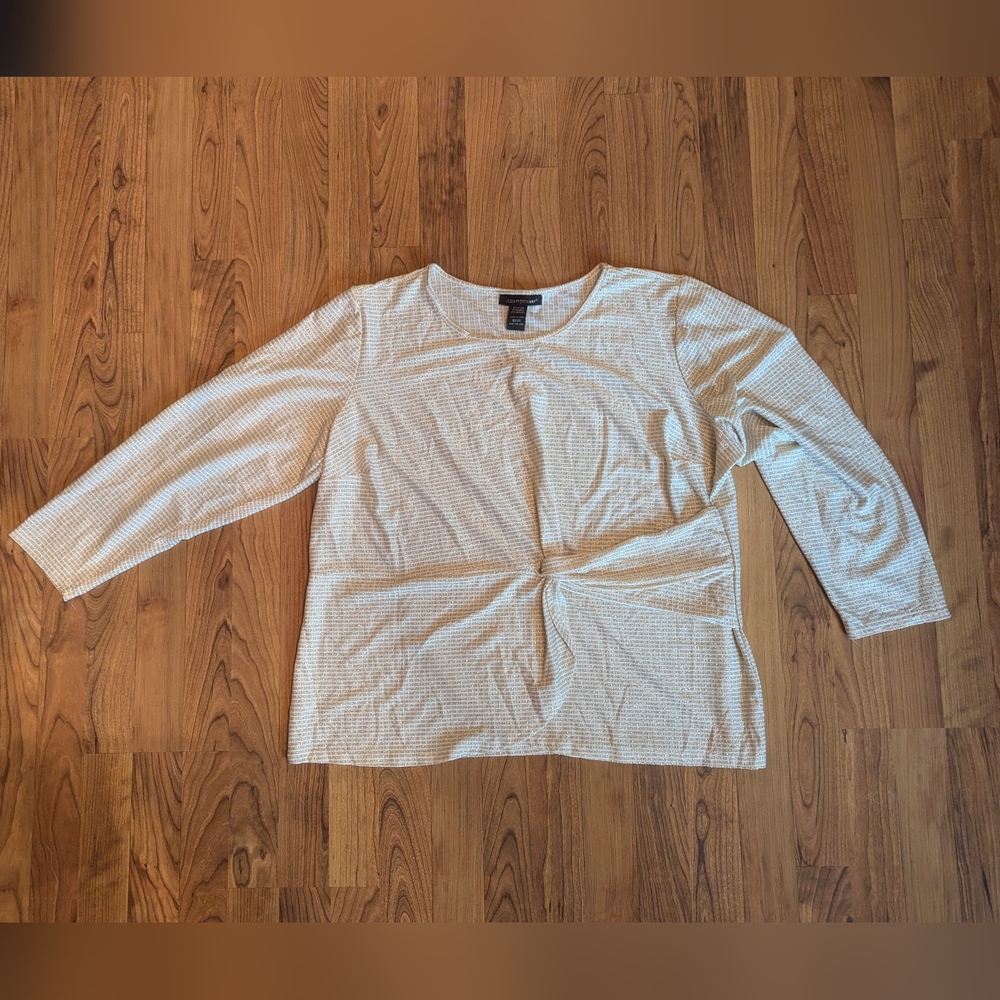 Ashley Stewart Knot Front Blouse in Gold and Cream, Size 18/20